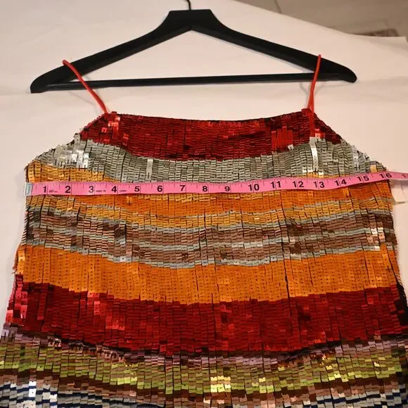 NWOT: Alice & Olivia Bridget Striped Sequins Rainbow Mini Dress - Picture 6 of 10